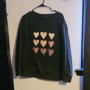 Black Sweatshirt with Heart Design